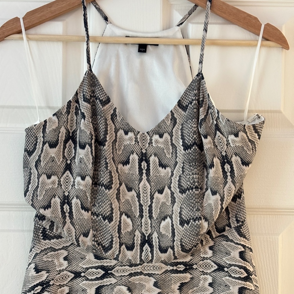 Express Halter Slip Dress - Cream & Black Snakeskin Print Size 4 - Picture 4 of 8